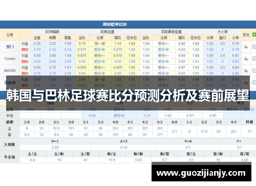 韩国与巴林足球赛比分预测分析及赛前展望
